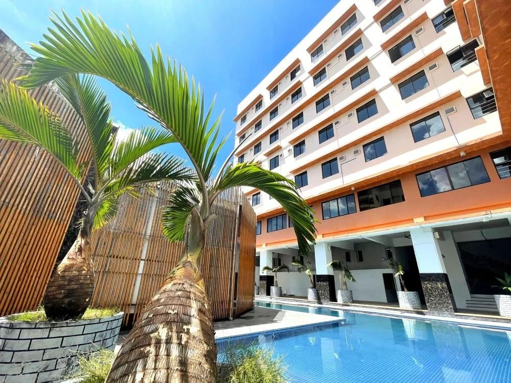 ホテル,リゾート,プール,ヤシの木,建物,青空,屋外,夏,旅行,宿泊施設