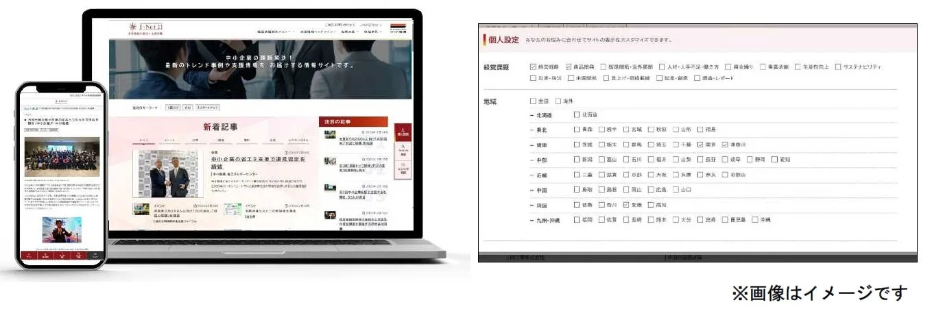 J-Net21 ウェブサイトのイメージ