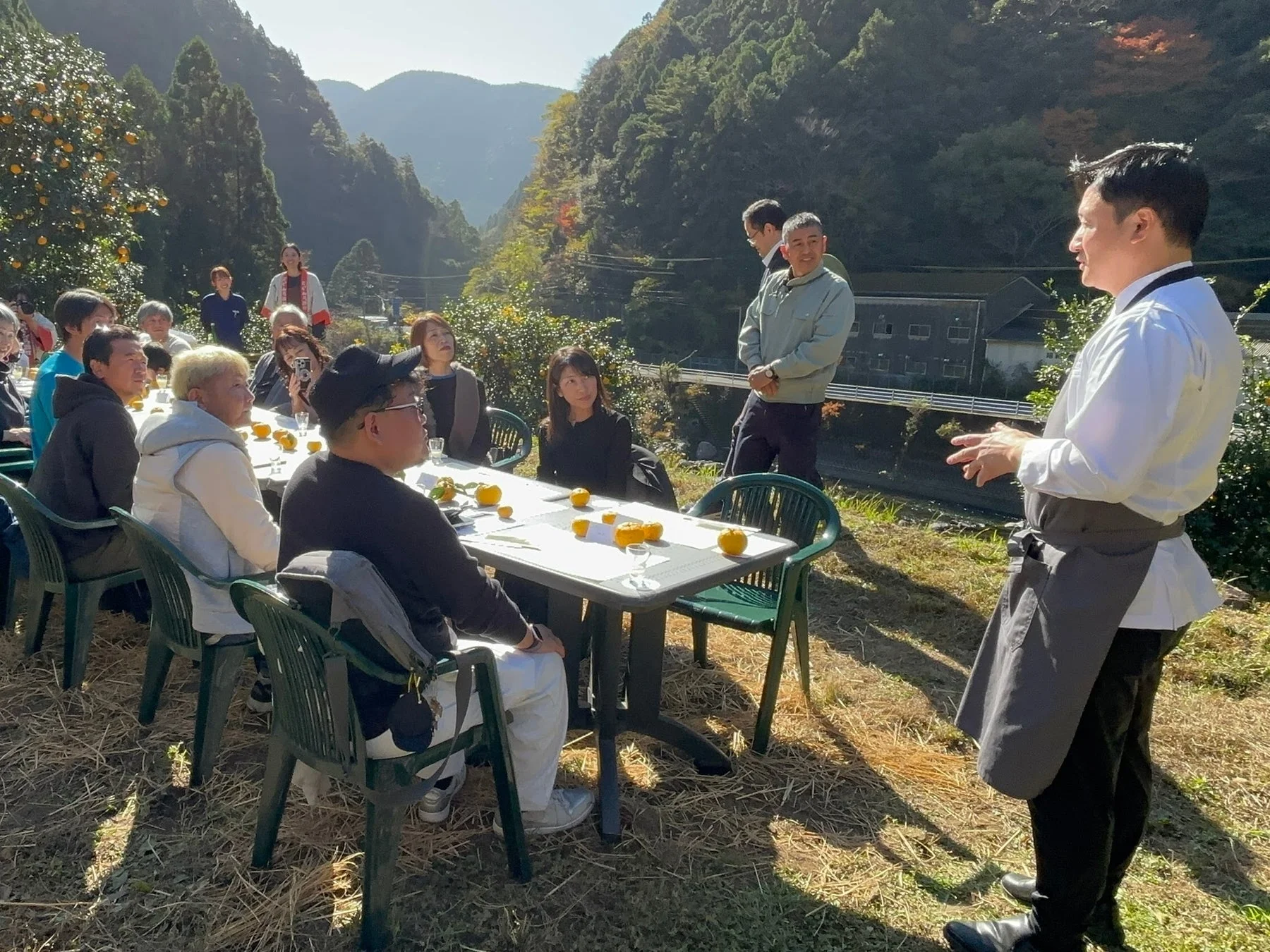 ゆず畑での屋外レストラン