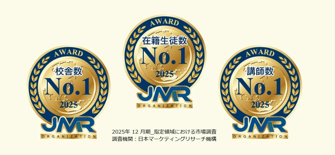 校舎数、在籍生徒数、講師数No.1アワードバッジ