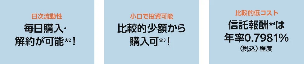 日次流動性、小口投資、低コストのメリット