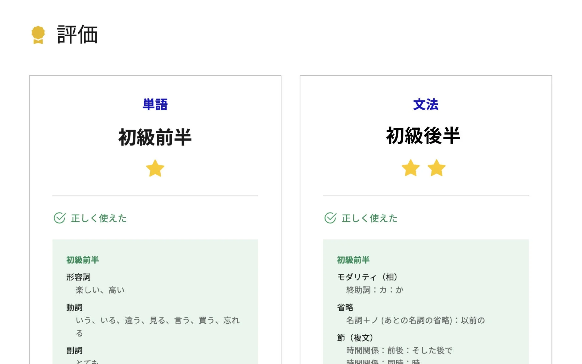 作文の評価画面例