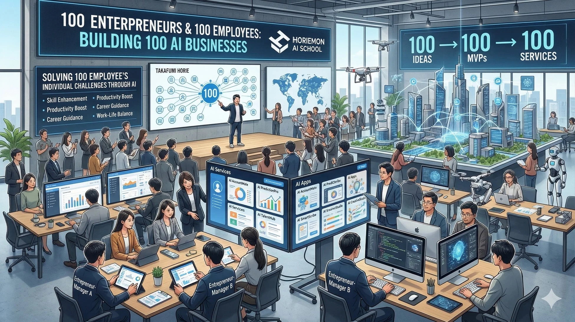 100 ENTERPRENEURS & 100 EMPLOYEES: BUILDING 100 AI BUSINESSES