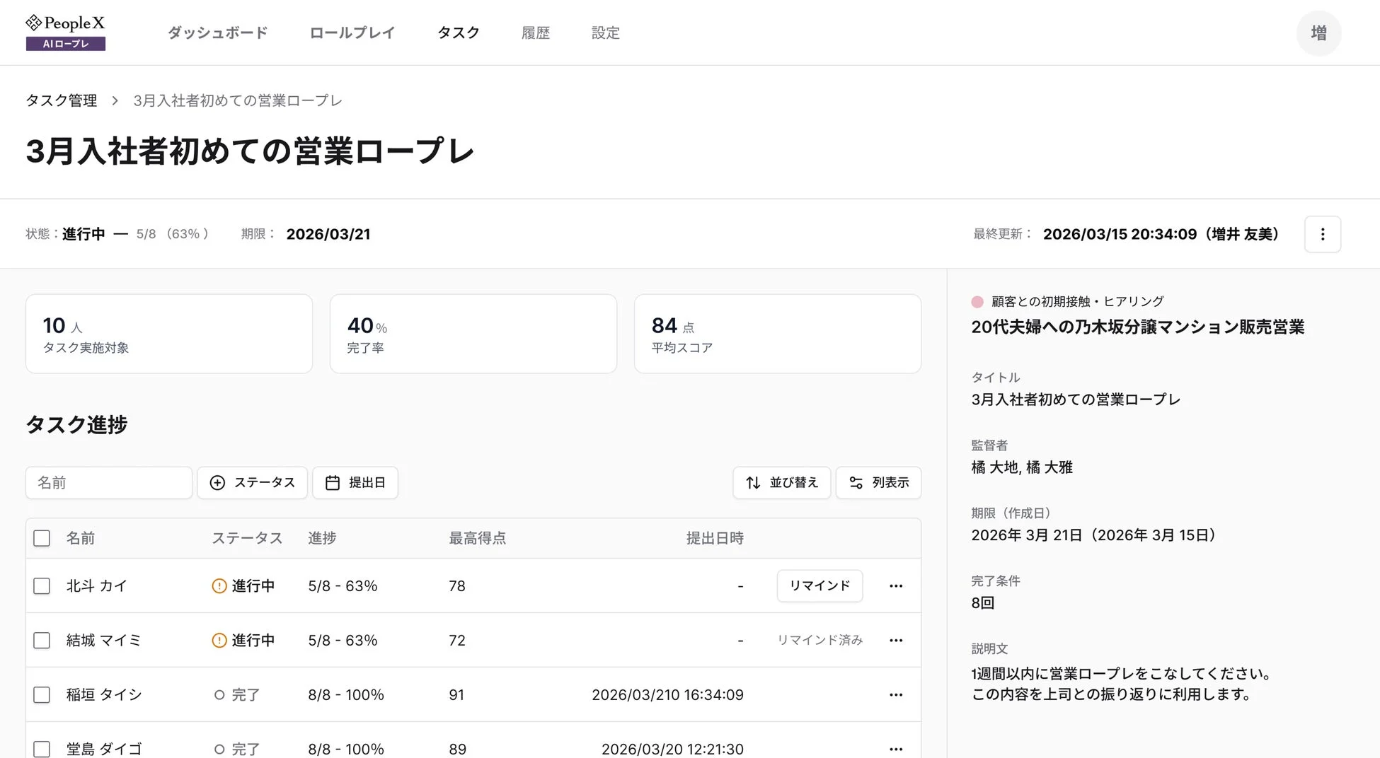 タスク管理の詳細画面