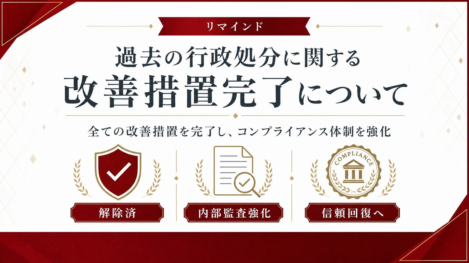 行政処分に関する改善措置完了