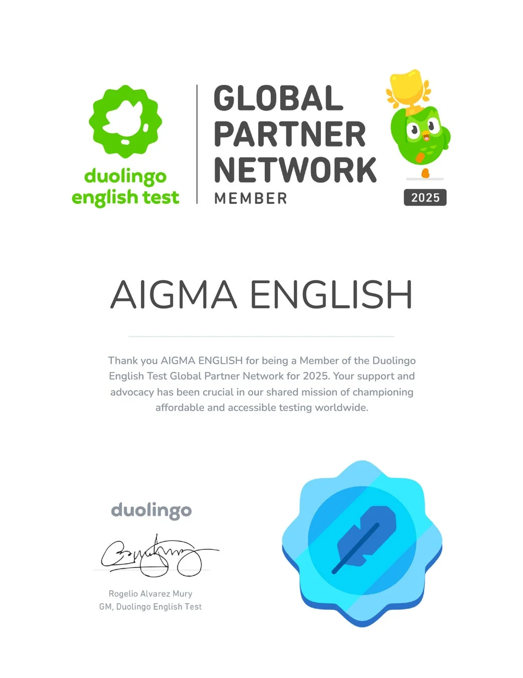 Duolingo English Test Global Partner Network認定