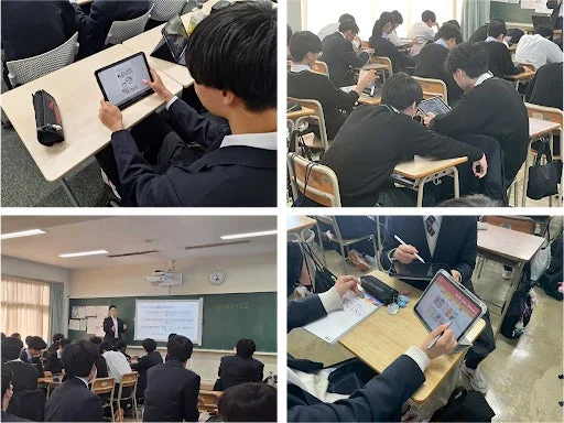 教室でタブレットを使って学習する生徒たちの様子