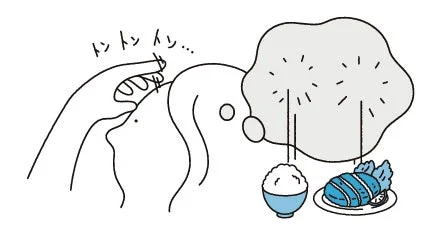 おでこをトントンするイラスト