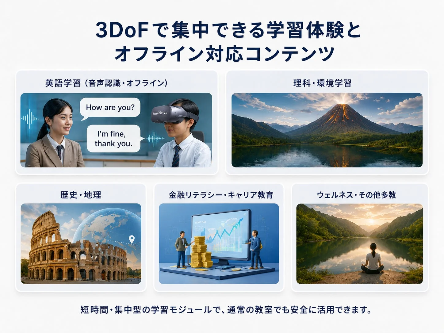 3DoFで集中できる学習体験とオフライン対応コンテンツ