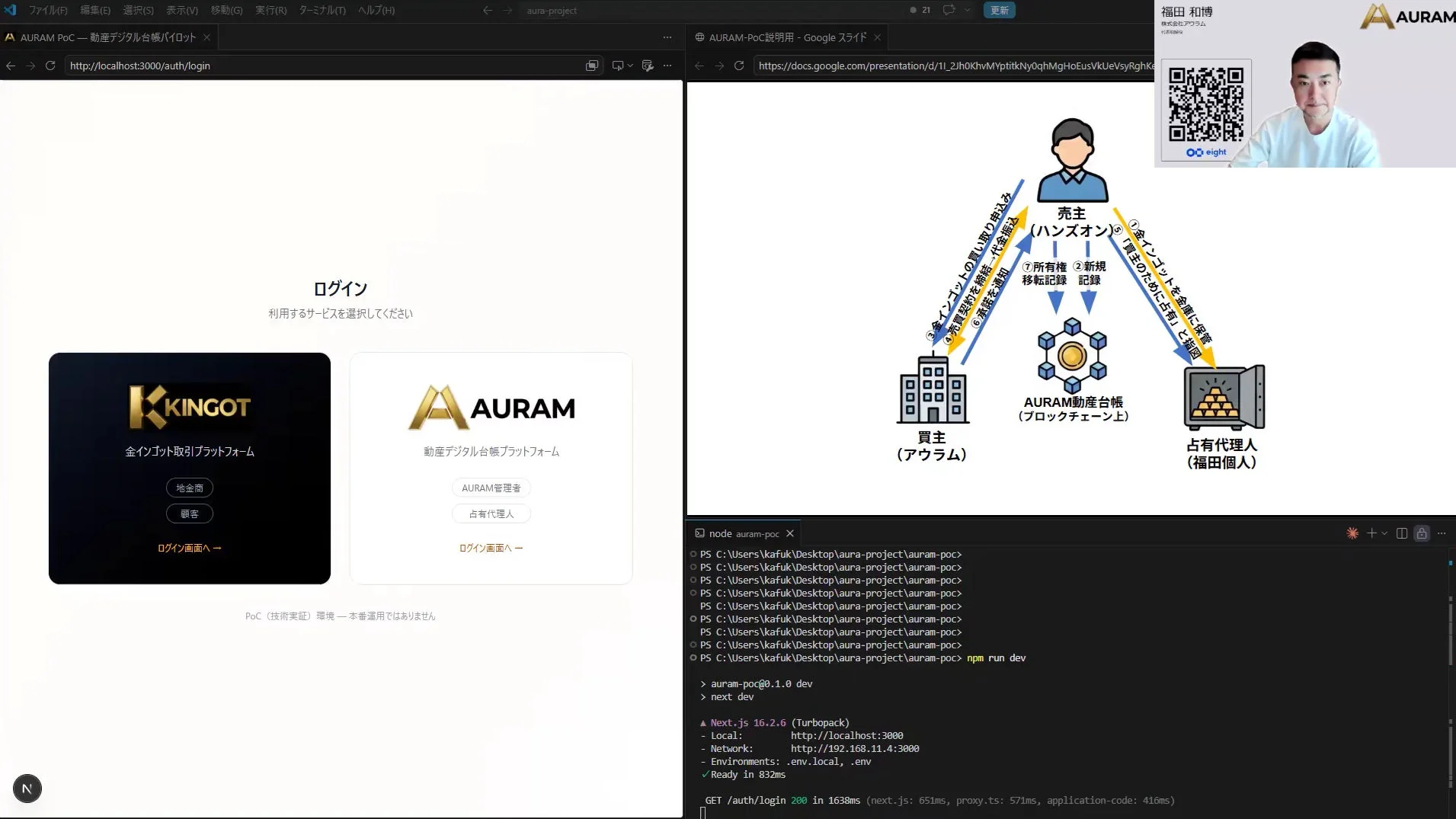 AURAMの動産デジタル台帳PoCのデモンストレーション風景