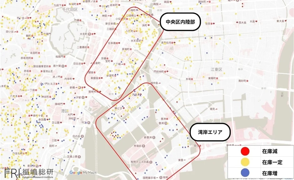 湾岸エリアの在庫分布地図