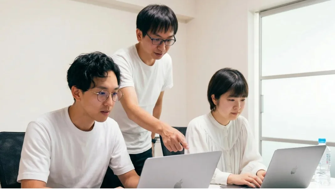 オフィスで研修を受ける社員たち