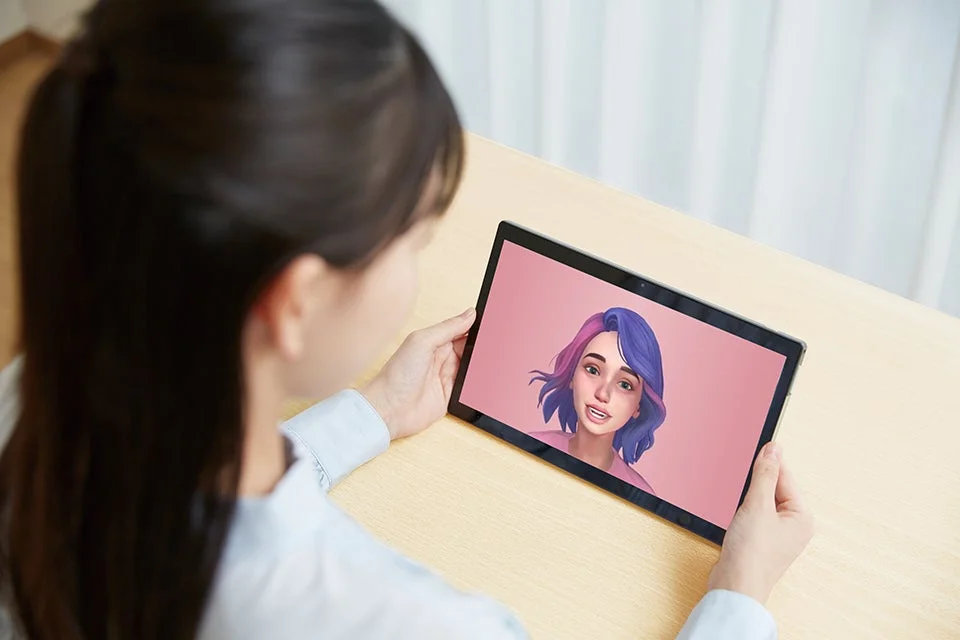 タブレットでAIと対話するイメージ