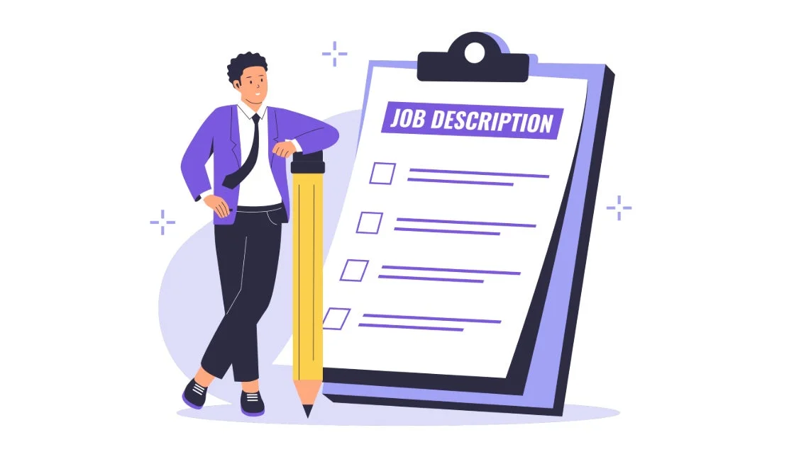 JOB DESCRIPTIONと書かれたクリップボードと男性