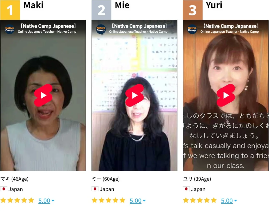 評価ランキングの講師たち