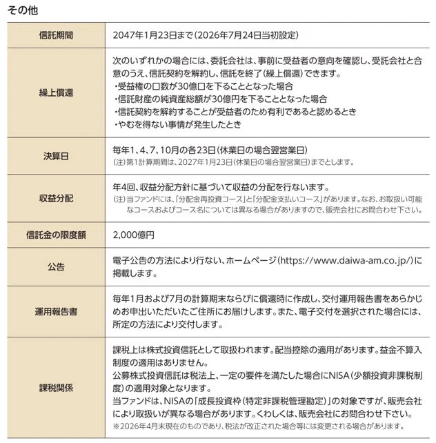 その他(信託期間、繰上償還、NISAなど)