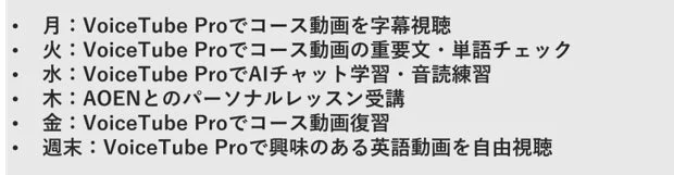 1週間の学習イメージ