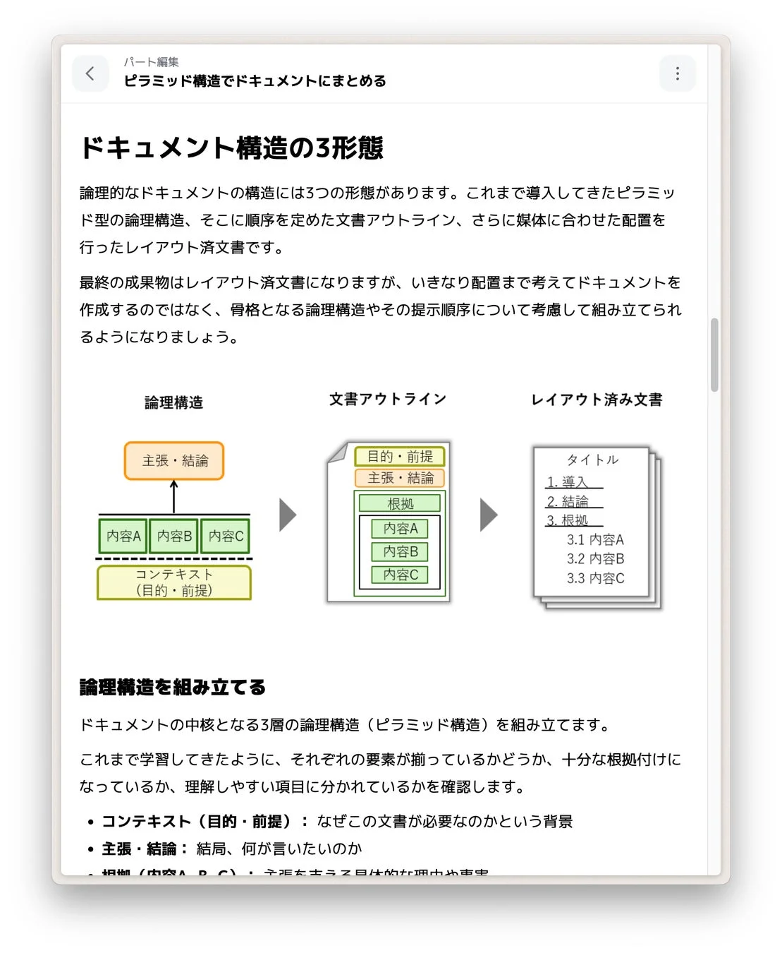 ピラミッド構造でドキュメントにまとめる