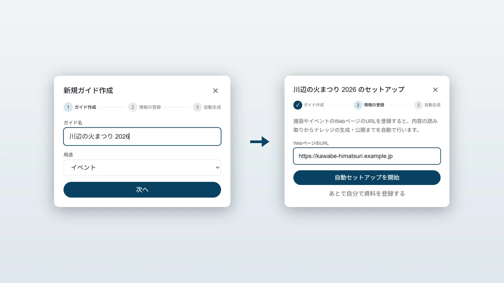 ガイド作成画面