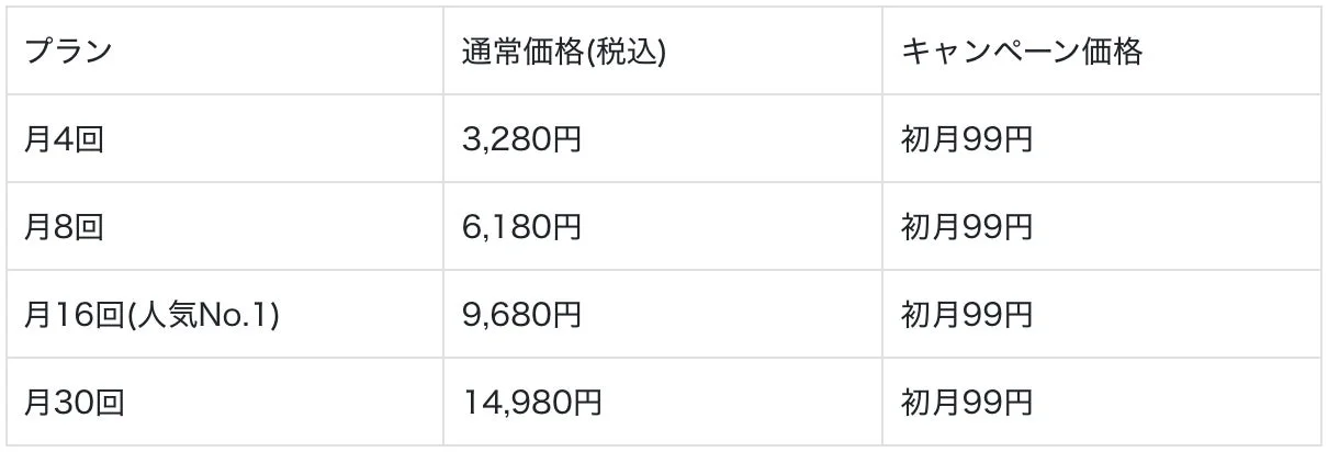 料金表