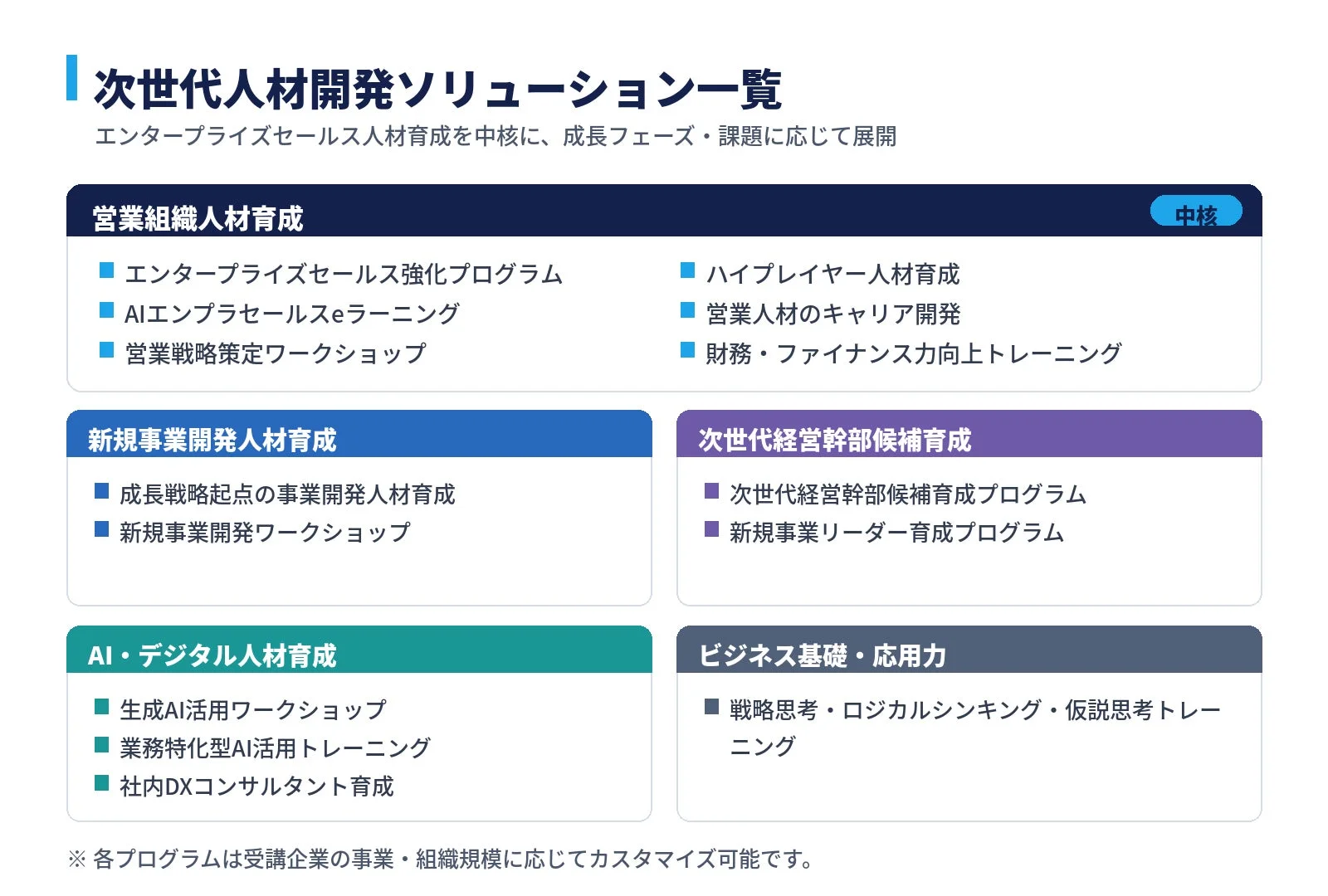 次世代人材開発ソリューション一覧