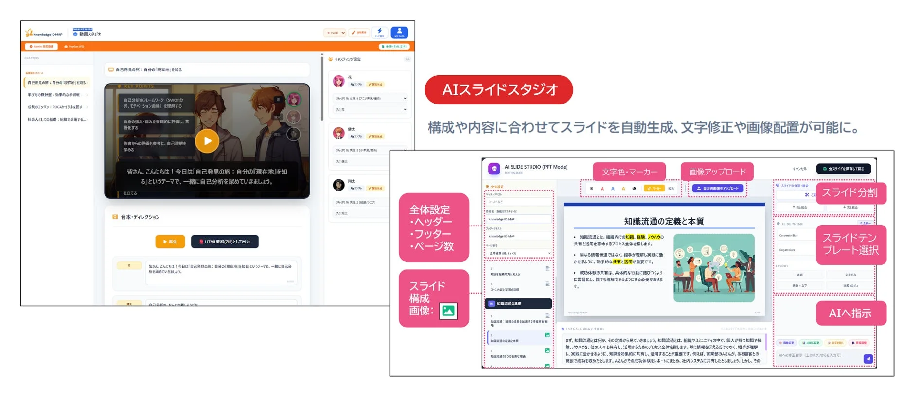 Knowledge ID MAP 動画スタジオとAIスライドスタジオ
