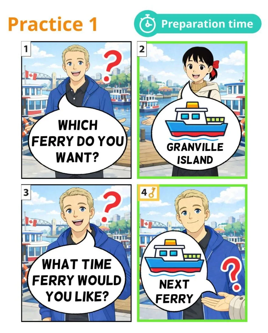フェリーに関する英語の練習問題イラスト